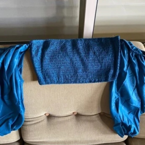 Blue cropped sleeve top - Picture 2 of 2